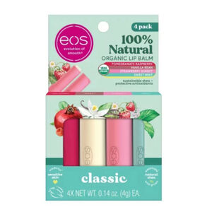 EOS Lip Balm 4-Pack Organic Pomegranate Raspberry Vanilla Bean